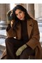 Women's Oil Green Leather Gloves with Chain Detail Eld35 - 3