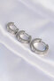 316L Steel Silver Color Zircon Stone Model Triple Hoop Earrings