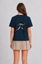 Women's Fencer Tattoo Style Graphic - Back Print - Navy Blue - 2