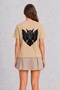 Women's Gothic Decorated Owl Back Print - Cream - 2