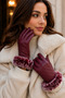 Women's Quilted Patterned Burgundy Leather Gloves Eld12