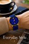 Analog Wrist Watch – Blue Sunburst Dial, Gold-Tone Case, Blue Textured Silicone Strap & Date Display - 7