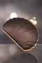 Oyster Model Black Gold Framed Evening Dress Bag. Oyster Chic Pearl Detailed Evening Bag. - 2