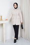Women's Waist Tunneled Quilted Coat with Pockets - 4