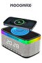 MOOGMAX 4 في 1 مع بلوتوث وإضاءة RGB وشاحن لاسلكي ومؤقت. 16 واط مع صوت واضح وعالٍ. شاحن لاسلكي سريع بقوة 15 واط. محطة شحن مزودة بمؤقت قابل للتخصيص. أزرق