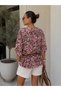Women's V-Neck Elbow Sleeve Woven Blouse - 2