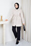 Women's Waist Tunneled Quilted Coat with Pockets - 2