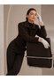 Women's Beige Leather Gloves with Snap Detail Eld41 - 2