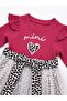 Girls' Leopard Patterned Tulle Ruffle Long Sleeve Dress - 3