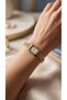 Vintage Women's Steel Watch Gold Color Rectangular Case Old Money Luxury Premium Band Stylish Elegant Women's Wristwatch |   Limited Edition 2027 New Collection - 4