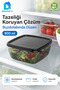 Square Storage Container 900 ml Smoked Transparent Black Lid Refrigerator Container Bpa Free - 4