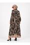 Women's Plus Size Shirt Collar Buttoned Oversize Loose Cut Summer Cotton Viscose Long Dress - 4