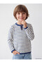 Two Mt Shop Quality Lcw Kids Navy Blue Oval Collar Striped Boys' Knit Sweater