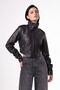 Premium Crop Women's Black Leather Jacket with Corset Detail - 5