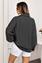 Women's Gray Zippered Collar Oversize Knitwear Sweater - 3