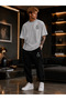 La Print Detailed Premium Oversize Cotton T-Shirt Sweatpants Adult Set