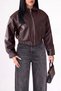 Women's Bomber Oversize Premium Burgundy Leather Jacket - 6