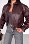 Women's Bomber Oversize Premium Burgundy Leather Jacket - 5