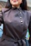 Women's Asymmetrical Buttoned Belted Jacket Sun455 - 5
