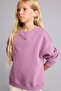Relax Fit Crew Neck Heart Window Sweatshirt for Girls I6192A826Wn - 3