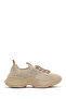 Zero Women's Beige Lace-Up Stone Detailed Fabric Sneaker Af520000Tt