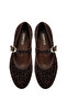 Women's Brown Leopard Patterned Buckle Suede Leather Ballerinas Af180002Ds - 7
