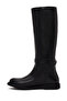 Women's Black Leather Boots with Buckle Detail Wf190067Dv - 3