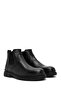 Men's Black Zippered Leather Casual Boots Wm600003Df - 2