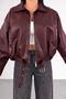 New Season Zr Oversize Bomber Belted Burgundy Leather Jacket - 6