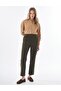 Straight Leg Velvet Trousers Khaki