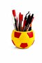 Yellow-Red Fan Themed Desktop Pen Holder |   Soccer Ball Design Pen Holder and Desktop Organizer |   Decorative Pencil Case - 4