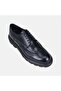 Men's Black Crocodile Printed Thick Soled Classic Leather Shoes - 7