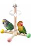Interactive Spinning Wooden Parrot Perch Toy with 4 Perches for Bird Cage Exercise