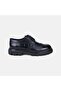 Men's Black Crocodile Printed Thick Soled Classic Leather Shoes - 2