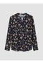 Notch Neck Patterned Blouse - 5