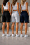 3 Pieces Trend Women's Shorts Lounge Wear Elite Comfort Premium Cotton (Black-Grey-Navy Blue) - 2