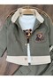 Gabardine Front Buttoned Teddy Bear Printed Badi Pocket Detailed Lycra 3-Piece Baby Boy/Child Set - 7