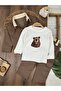 Gabardine Front Buttoned Teddy Bear Printed Badi Pocket Detailed Lycra 3-Piece Baby Boy/Child Set - 2