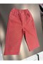 Girl's Red Gingham Patterned Elastic Waist Wide Leg Pants - 2