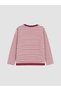 Pink Crew Neck Striped Girls' T-Shirt - 3