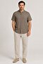 Plus Size Textured Notched Collar Short Sleeve Shirt