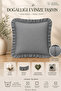 1 Piece Anthracite Ruffled Decorative Throw Pillow Cover 100% Cotton 45X45 cm - 7