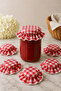 6-Piece Gingham Elastic Jar Lid Cover and Ornament 15X15 cm Jam Pickle Canning Jar Cover - 4