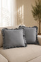 Set of 2 Anthracite Ruffled Decorative Throw Pillow Covers 100% Cotton 45X45 cm