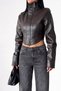 Women's Corset Detailed Light Brown Cropped Leather Jacket - 2