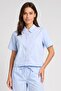 Women 2 Pieces Short Sleeve Solid Pajama Top And Bottom Set, Blue - 2