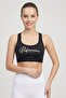 Women Graphic Print Padded Training Sports Bra, Black