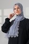 Mevlüt Veil with Demor Lace and Needle Embroidery, Dowry Veil, Prayer Headscarf, Gray - 4
