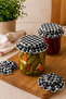 6-Piece Gingham Elastic Jar Lid Cover and Ornament 15X15 cm Jam Pickle Canning Jar Cover - 4