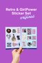 2-Piece Retro Sticker Set – Pink Girl Power Stickers for Laptop, Notebook, and Planner
